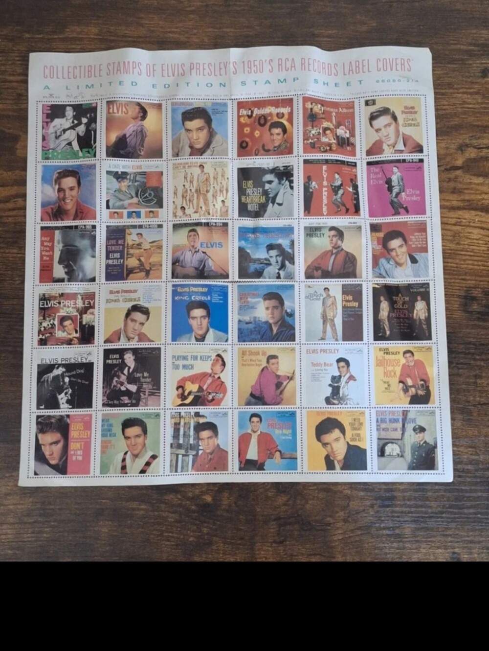 Cool Vintage 1992 BMG Music Elvis Presley 1950s RCA Record Covers Stamp Sheet.